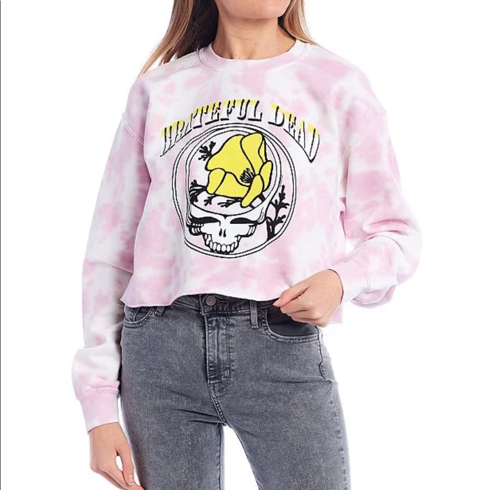 Junk Food Clothing Pink Tie-Dye Grateful Dead Sweatshirt